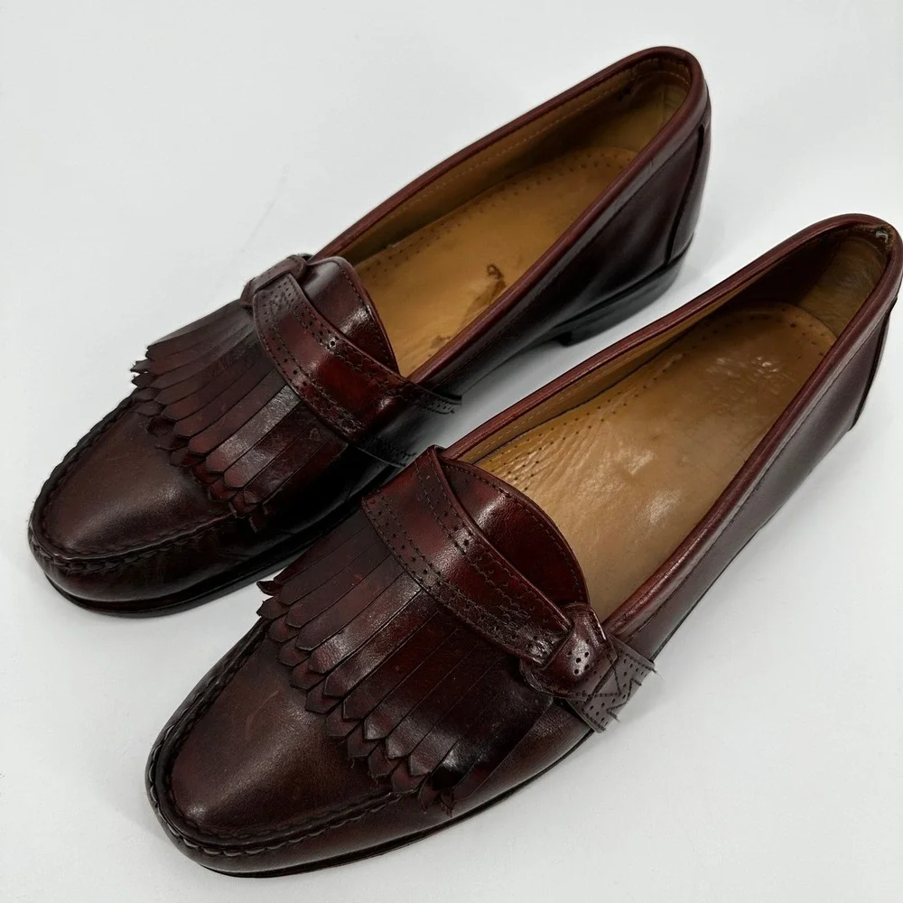 Allen Edmonds Classic Leather Tassel Loafers Dark Brown Mens Dress Shoes Slip On